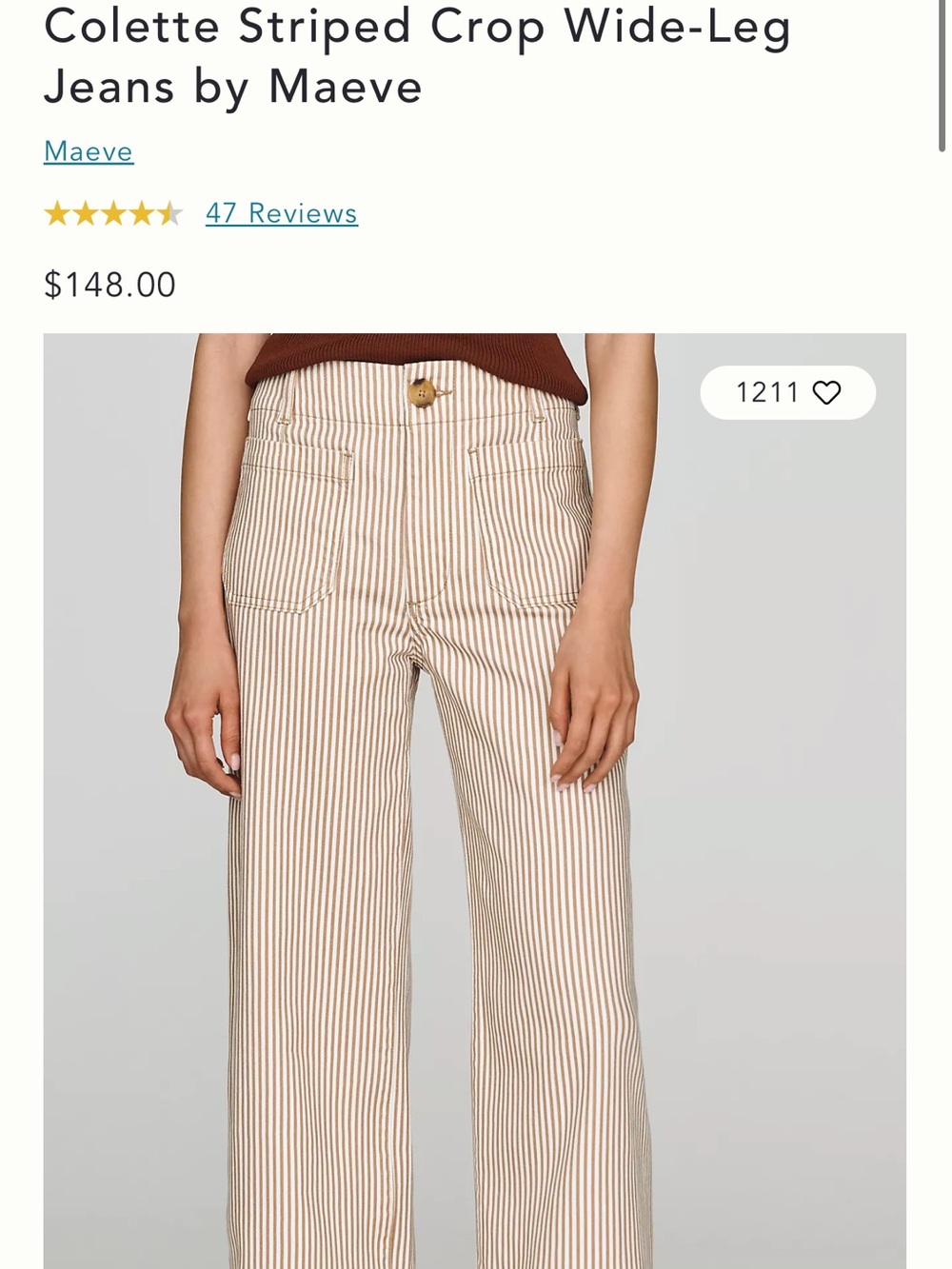 Maeve Colette Striped Crop Wide-Leg Pants — Cream & Brown Stripes